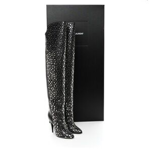 Saint Laurent heavy metal over the knee thigh high boots